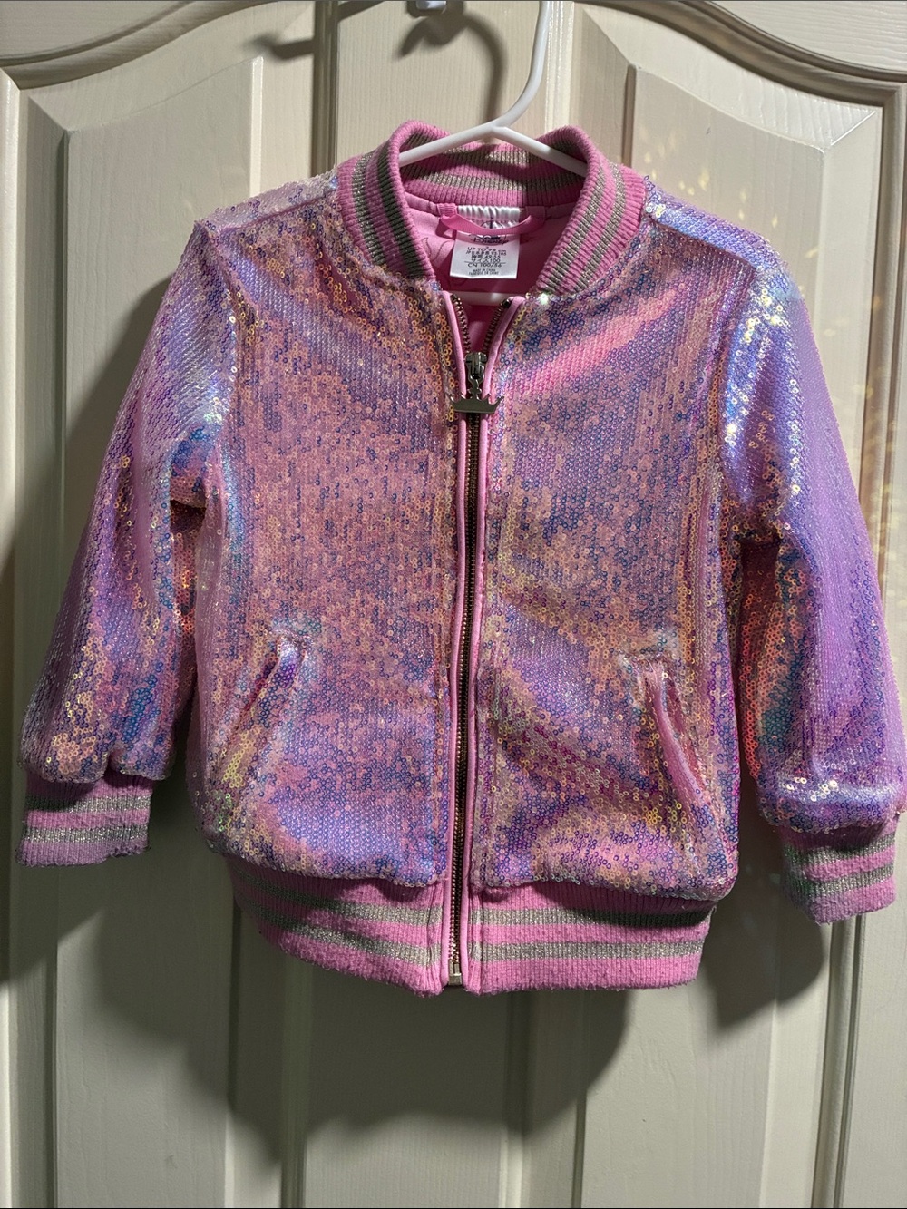 Disney Pink and Lavender Iridescent Sequin Bomber Jacket
